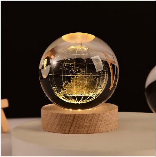 3D Luminous Inner Carved Crystal Ball Night Light Desktop Decoration