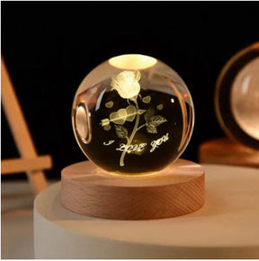 3D Luminous Inner Carved Crystal Ball Night Light Desktop Decoration